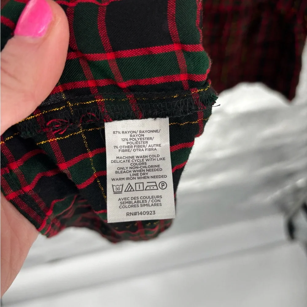 Loft Long Sleeve Holiday Plaid Shirt Dress